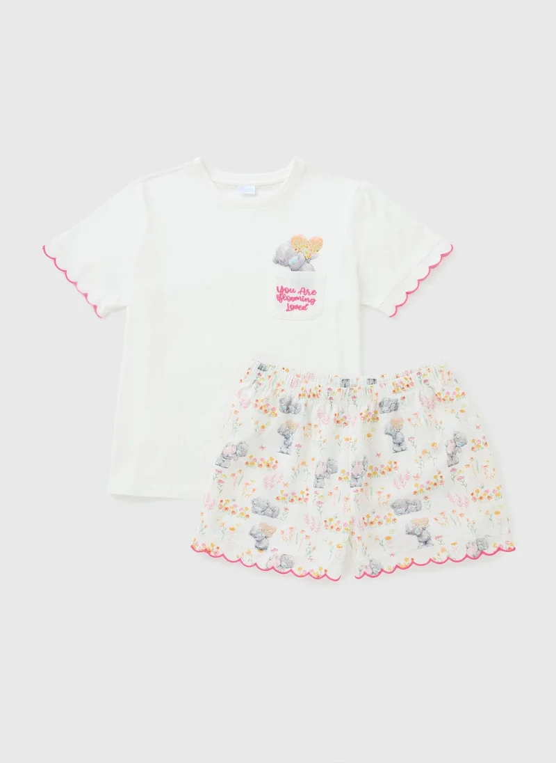 Matalan White Tatty Teddy Short Pyjama Set